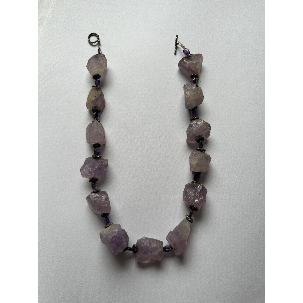 VTG Stunning Southwest Chunky purple Amethyst Crystal necklace Handmade 19 Inch